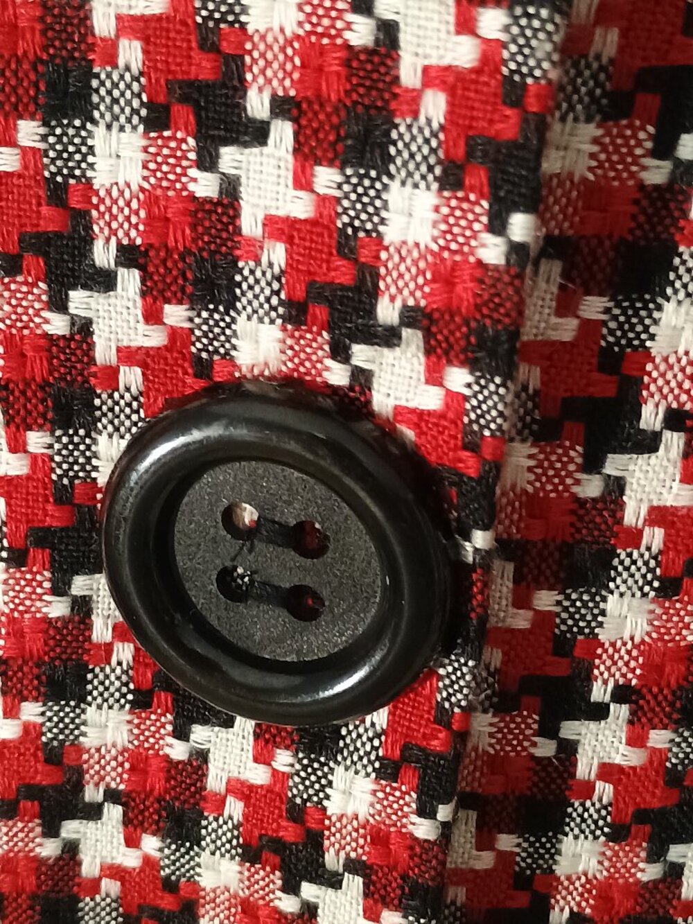 Iris & Ivy Girls Size 12 Red Black White Tweed Houndstooth Peter Pan Collar Coat - Picture 8 of 10